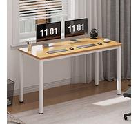 SogesHome Bureau d'ordinateur Table pour Ordinateur PC avec Cadre en Métal Postes de Travail Informatiques Table Compacte pour Bureau à Domicile 100 x 60x 75 cm Teck Blanc