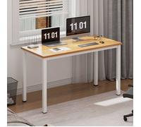 SogesHome Bureau Informatique, Bureau,Cadre en métal, pour Chambre de Bureau à Domicile,80 x 40x 75 cm,Teck et blanc