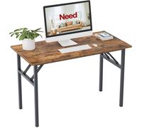 SogesHome Bureau Pliant 120x60 cm, Poste de Travail en Bois pour Maison et Bureau, Marron et Noir