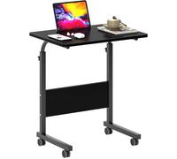 Sogeshome Bureau pour ordinateur portable réglable en hauteur avec emplacements, 60 x 40 cm, sur roulettes, Noir