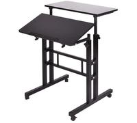 SogesHome Bureau Support Ordinateur Table d'appoint à roulettes Ordinateur Portable Hauteur Réglable-60x60x70-115cm-Noir