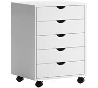 SogesHome Caisson de Bureau Meuble de Rangement avec 5 Tiroirs pour Lettre,Dossiers et Documents Noir,Blanc