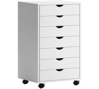 SogesHome Caisson de Bureau Meuble de Rangement avec 7 Tiroirs pour Lettre,Dossiers et Documents Noir,Blanc