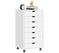 SogesHome Caisson de Bureau Mobile à roulettes Verrouillables, Meuble de Rangement de Dossiers avec 7 Tiroirs, Support d'Imprimante, Blanc