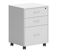 SogesHome Caisson Mobile de Bureau avec 3 Tiroirs Armoire à Dossiers sur roulettes, Caisson de Rangement Verrouillable Meuble de Bureau Design Industriel, 48 x 42 x 65 cm