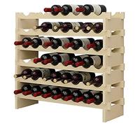 SogesHome Casier à Vin Empilable Étagère à Vin Porte-Bouteilles à 6 Niveaux pour 48 Bouteilles, Étagère de Rangement de Vin en Pin