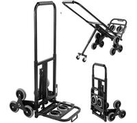 SogesHome Chariot de Transport en Métal-Charge max. 150 KG-Diable Pliable, Diable de Manutention-avec 6 Roues-Noir