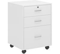sogeshome classeur vertical verrouillable à 3 tiroirs avec classeur mobile à roulettes pour bureau à domicile, blanc