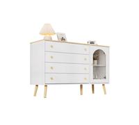 SogesHome Commode de chambre 4 tiroirs larges adaptée à la salle à manger, cuisine, salon, style moderne, 40*120*77,5 cm，Blanc