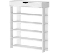 Sogeshome étagère à chaussures en bois, 5 niveaux, idéale pour les couloirs, les escaliers, 75 x 30 x 94 cm, blanc