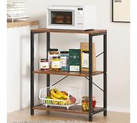 SogesHome Étagère de Cuisine 3 Niveaux Meuble Micro-Ondes Desserte Rangement de Cuisine Support Robuste pour Cuisine, 60 x 30 x 75 cm