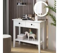 SogesHome Kosole Table console classique avec tiroirs et étagère ouverte pour le rangement Blanc, NT-W-2