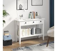 SogesHome Kosole Table console classique avec tiroirs et étagère ouverte pour le rangement Blanc, NT-W-3