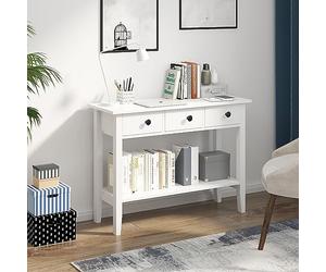 SogesHome Kosole Table console classique avec tiroirs et étagère ouverte pour le rangement Blanc, NT-W-3