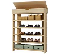 SogesHome Meuble à Chaussures à 5 Niveaux, Étagère à Chaussures en Bois avec Compartiment Supérieur, Armoire à Chaussures pour 15-20 Paires, Rangement pour Couloir, Chambre ou Salon 75 x 30 x 94,5 cm
