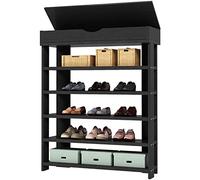 SogesHome Meuble à Chaussures à 5 Niveaux, Étagère à Chaussures en Bois avec Compartiment Supérieur, Armoire à Chaussures pour 15-20 Paires, Rangement pour Couloir, Chambre ou Salon 75 x 30 x 94,5 cm