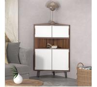 SogesHome Meuble de Rangement d'Angle avec 4 Portes et 1 Niveau de Rangement pour Petits Espaces, Salon, Chambre, Salle à Manger