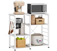 SogesHome Meuble de Rangement Étagère Cuisine Étagère de Boulangerie Support pour Four à Micro-Ondes avec Petits Crochets pour Cuisine, 90 x 40 x 83 cm