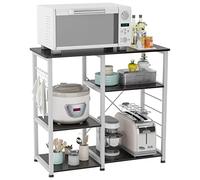 SogesHome Meuble de Rangement Étagère Cuisine Étagère de Boulangerie Support pour Four à Micro-Ondes avec Petits Crochets pour Cuisine, 90 x 40 x 83 cm