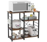 SogesHome Meuble de Rangement Étagère Cuisine Étagère de Boulangerie Support pour Four à Micro-Ondes avec Petits Crochets pour Cuisine, 90 x 40 x 83 cm