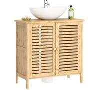 SogesHome Meuble de salle de bain avec 2 étagères en bambou - Charge maximale : 30 kg - 60 x 30 cm