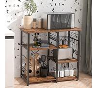 SogesHome Meuble Rangement Desserte de Cuisine Étagère Four à Micro-Ondes Rack Cuisine Etagères de Cuisine,avec 3+3 Tablettes et Petits Crochets, 90 x 39 x 83 cm