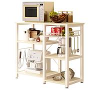 SogesHome Meuble Rangement Desserte de Cuisine Étagère Four à Micro-Ondes Rack Cuisine Etagères de Cuisine,avec 3+3 Tablettes et Petits Crochets, 90 x 39 x 83 cm