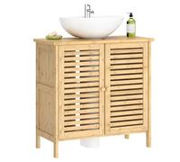 SogesHome Meuble sous Vasque Meuble de Rangement sous-Lavabo avec Étagère pour Salle de Bain en Bambou 60 x 30 x 60 cm