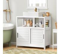 SogesHome Meuble sous Vasque Meuble de Rangement sous-Lavabo avec Portes Coulissantes pour Salle de Bain Blanc 60 x 30 x 60 cm