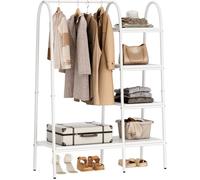 SogesHome Porte-manteau sur pied Porte-manteau pour vêtements avec compartiments de rangement pour chambre à coucher, entrée,Blanc