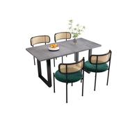 SogesHome TABLE A MANGER AVEC CHAISES 5 Pièces, 4 Chaises Velours & Table Rectangulaire, Couleurs Gris/Vert/Noir