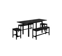 SogesHome TABLE A MANGER AVEC CHAISES, Set 1 Extensible Table + 4 Chaises, 160/120x70x75 cm, Noir
