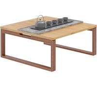 SogesHome Table Basse Japonaise en Bambou Table d'Appoint de Sol Pliable Tatami Minimaliste pour Salon, Chambre, Baie Vitrée, Intérieur 70 x 70 x 31 cm