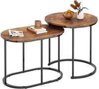 SogesHome Table Basse Lot de 2 Tables Basses Salon Table d'Appoint Imbriquée Bois MDF Style Industriel ,Marron