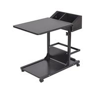 SogesHome Table d’appoint Réglable en Hauteur au Bout de Canapé, Table d’Ordinateur Portable sur roulettes avec Étagère et Rangements Idéale pour la Maison