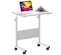 SogesHome Table d'appoint à roulettes Table d'ordinateur Mobile Petit Bureau avec Fente pour Tablette ou Téléphone pour Canapé-Lit Hôpital, 60 × 40 cm
