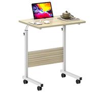 SogesHome Table d'appoint à roulettes Table d'ordinateur Mobile Petit Bureau avec Fente pour Tablette ou Téléphone pour Canapé-Lit Hôpital, 60 × 40 cm