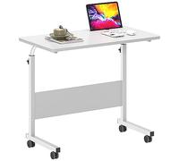 SogesHome Table d'appoint à roulettes Table d'ordinateur Mobile Petit Bureau avec Fente pour Tablette ou Téléphone pour Canapé-Lit Hôpital, 80 × 40 cm