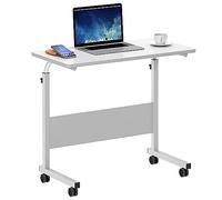 SogesHome Table d'appoint à roulettes Table d'ordinateur Mobile Petit Bureau Roulant pour Canapé-Lit Hôpital, 80 × 40 cm