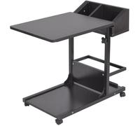 SogesHome Table d'appoint réglable en hauteur Table de canapé avec étagères à roulettes Boîte de rangement Maison