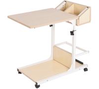 SogesHome Table d'appoint réglable en hauteur Table de canapé avec roulettes Boîte de rangement avec étagères