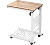 SogesHome Table d'Appoint, Table Basse Moderne Table Roulante pour Ordinateur Portable, Convient au Canapé-Lit, 48x30x56-76cm,