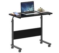 SogesHome Table de Travail Mobile Bureau d'ordinateur de Support réglable en Hauteur Table d'appoint pour canapé-lit Hôpital Infirmerie Lecture Manger, Noir,80 x 40 cm,05#1-80BK-SH