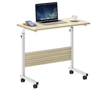 SogesHome Table d'ordinateur portable réglable en hauteur avec roulettes, table d'ordinateur mobile/table d'appoint pour canapé, lit ou bureau, petit bureau pour le bureau à domicile, le travail assis