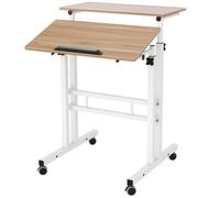 SogesHome Table pour Ordinateur Portable roulettes Support Table d'appoint pour Ordinateur Portable pour Bureau Chambre,Chêne