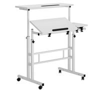 SogesHome Table Roulante de Lit Canapé pour Ordinateur Portable Hauteur Réglable,Table d'appoint Bout de canapé Mobile avec roulettes,80*(30+30) cm