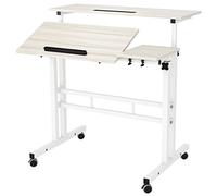 SogesHome Table Roulante de Lit Canapé pour Ordinateur Portable Hauteur Réglable,Table d'appoint Bout de canapé Mobile avec roulettes,80*(30+30) cm