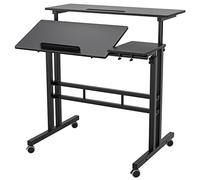 SogesHome Table Roulante de Lit Canapé pour Ordinateur Portable Hauteur Réglable,Table d'appoint Bout de canapé Mobile avec roulettes,80*(30+30) cm