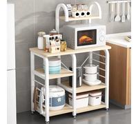 SogesHome Tagère de Cuisine, Support pour Four à Micro-Ondes avec Petits Crochets, 90 x 42 x 133 cm Cuisine Etagère de Rangement Chariot de Rangement, 172-MO-SH