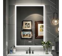 SogesPower Armoire Salle de Bain Aluminium 50 x 70 x 13cm Miroir Lumineux LED avec Rangement, Anti-Buée Meuble Mural Moderne，Noir sablé